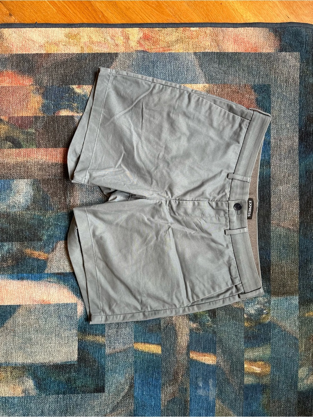Express Men's Chino Shorts Size 34 6 Inch Inseam Blue Gray